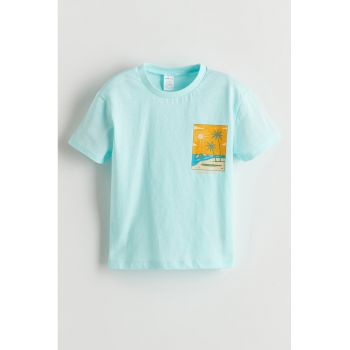 Tricou de bumbac cu imprimeu discret