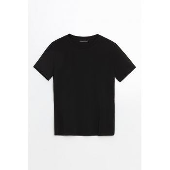 Tricou din amestec de modal cu decolteu la baza gatului