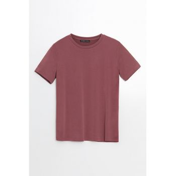 Tricou din amestec de modal cu decolteu la baza gatului