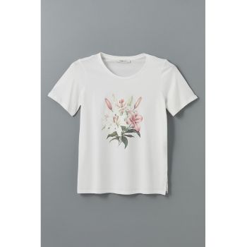 Tricou din bumbac cu imprimeu floral