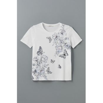 Tricou regular fit cu decolteu la baza gatului