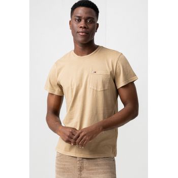 Tricou slim-fit cu decolteu la baza gatului