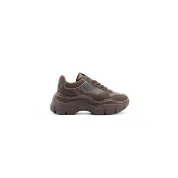 Pantofi sport demi-wedge cu garnituri din material sintetic