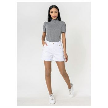 Blugi scurti cu terminatie rasucita P506-10 M7 - Alb 17369