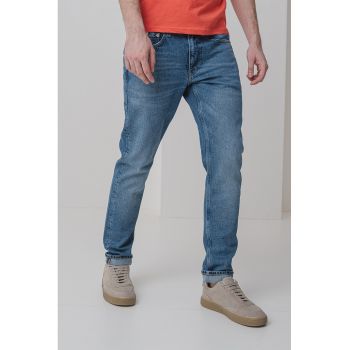 Blugi slim fit cu aspect decolorat