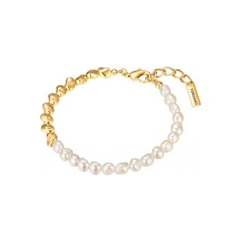 Bratara placata cu aur de 14K si decorata cu perle