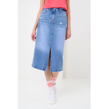 Fusta din amestec de lyocell si denim cu slit frontal Claire