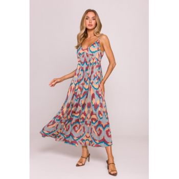 Rochie din sifon cu bretele subtiri -