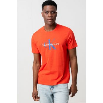 Tricou de bumbac cu decolteu la baza gatului