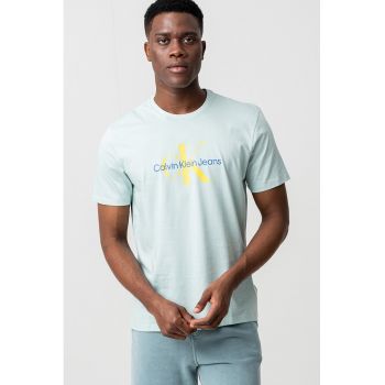 Tricou de bumbac cu decolteu la baza gatului