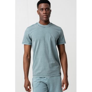 Tricou de bumbac cu decolteu la baza gatului