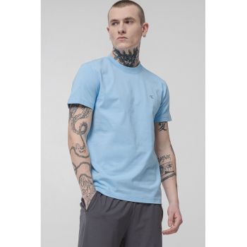 Tricou de bumbac cu decolteu la baza gatului