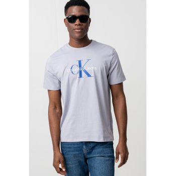 Tricou de bumbac cu decolteu la baza gatului