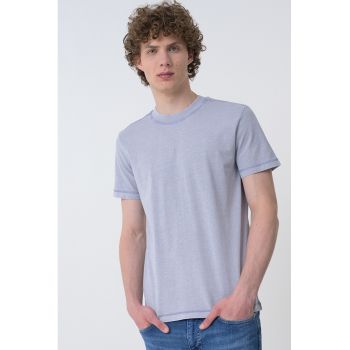 Tricou de bumbac cu decolteu la baza gatului