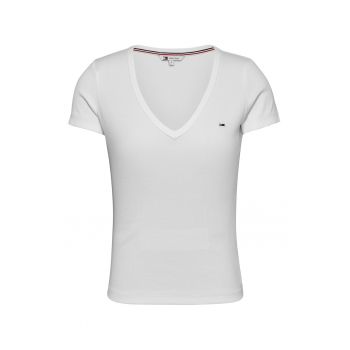 Tricou slim fit cu decolteu in V