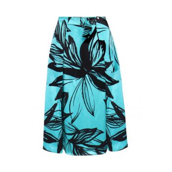 Fusta midi evazata - din amestec de in - XL