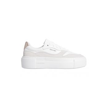 Pantofi sport flatform cu garnituri de piele intoarsa