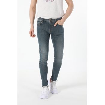 Blugi slim fit cu aspect decolorat