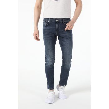 Blugi slim fit cu aspect decolorat