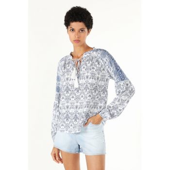 Bluza de bumbac cu prindere pe decolteu