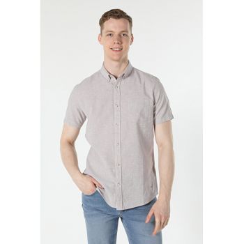 Camasa Cu Maneca Scurta De Barbati Bej Regular Fit - 65497
