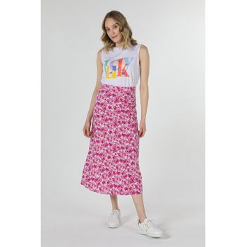 Fusta De Dama Roz Midi