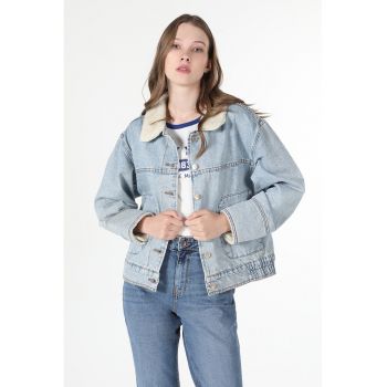 Jacheta de denim cu maneci cazute