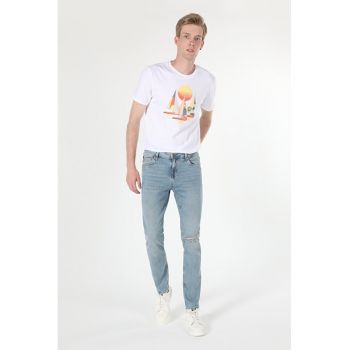 Pantaloni De Barbati Albastru deschis Straight Fit 044 KARL