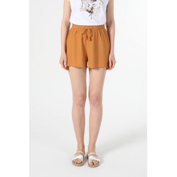 Pantaloni scurti cu talie inalta si aspect texturat