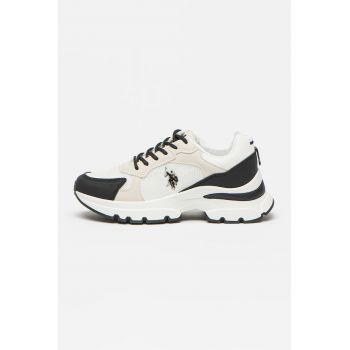 Pantofi sport cu segmente din piele ecologica Leah