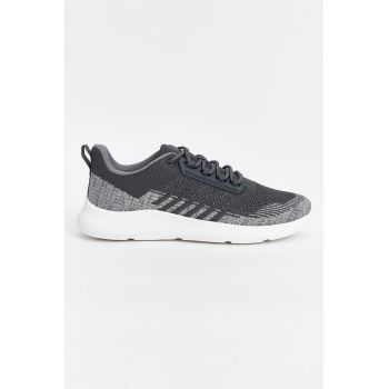 Pantofi sport de piele ecologica cu garnituri textile
