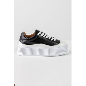 Pantofi sport flatform de piele ecologica