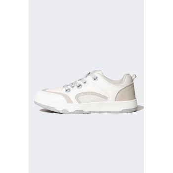 Pantofi sport low-cut cu garnituri din piele ecologica