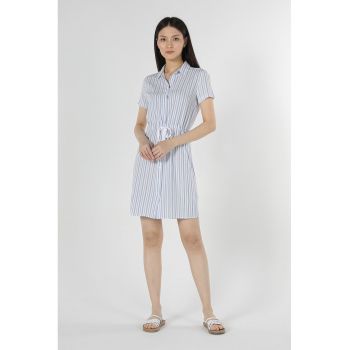 Rochie-camasa din bumbac cu model in dungi