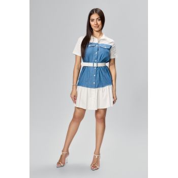 Rochie casual tip camasa din bumbac Lenya Denim