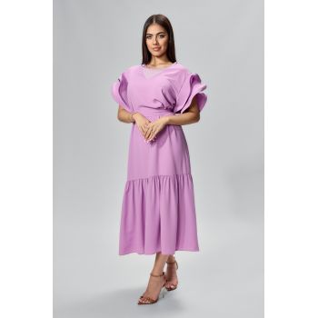 Rochie de ocazie cu volane si croi lejer Kesia Lila