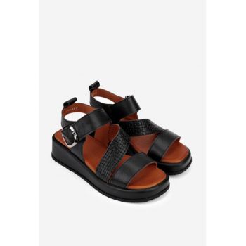 Sandale dama  din piele naturala neagra
