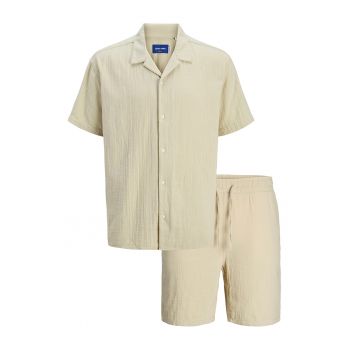 Set de camasa din bumbac cu maneci scurte si pantaloni scurti - 2 piese