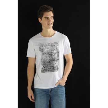 Tricou Cu Maneca Scurta De Barbati Alb Regular Fit 33051
