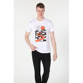 Tricou Cu Maneca Scurta De Barbati Alb Regular Fit 464845