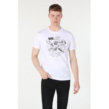 Tricou Cu Maneca Scurta De Barbati Alb Regular Fit 486875