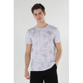 Tricou Cu Maneca Scurta De Barbati Alb Regular Fit floral