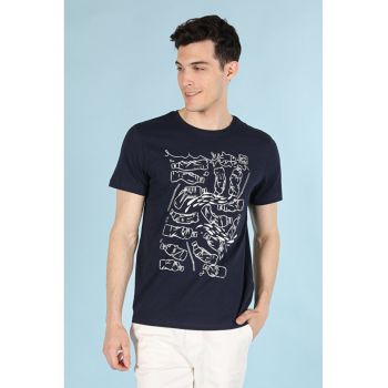 Tricou Cu Maneca Scurta De Barbati Albastru Marin Regular Fit 46455