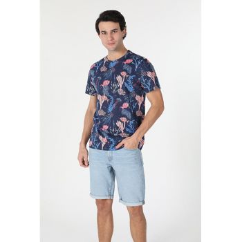 Tricou Cu Maneca Scurta De Barbati Albastru Marin Regular Fit CL1059974 8683197263032
