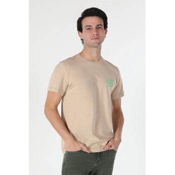 Tricou Cu Maneca Scurta De Barbati Bej Regular Fit CL1057612 8683197260871
