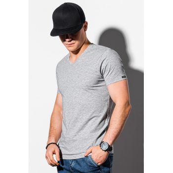 Tricou de bumbac cu decolteu in V