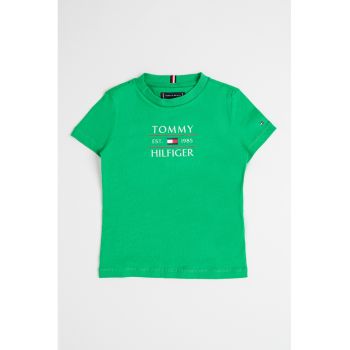Tricou de bumbac cu decolteu la baza gatului