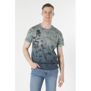 Tricou din bumbac cu decolteu la baza gatului