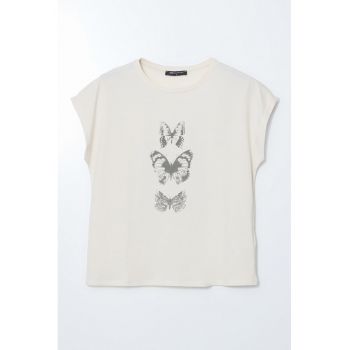 Tricou lejer cu model cu fluturi