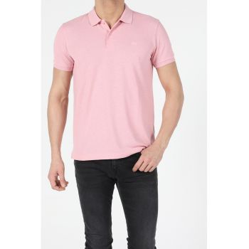 Tricou polo de bumbac cu model uni